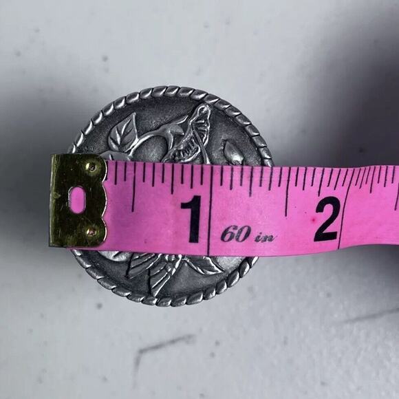 Vintage Pewter Hummingbird Embossed Postage Stamp Roll Holder Dispenser 2" - Picture 9 of 12